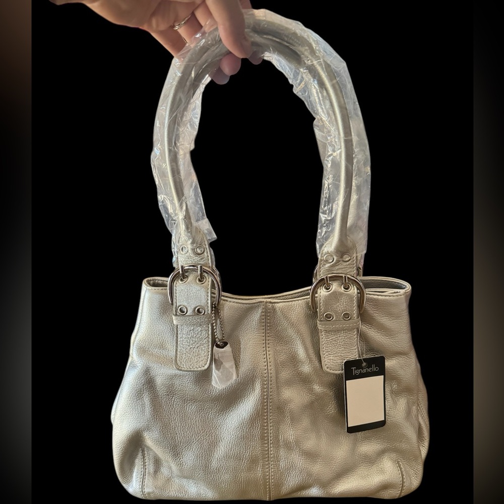 Tiganello leather metallic silver purse and matching wallet
